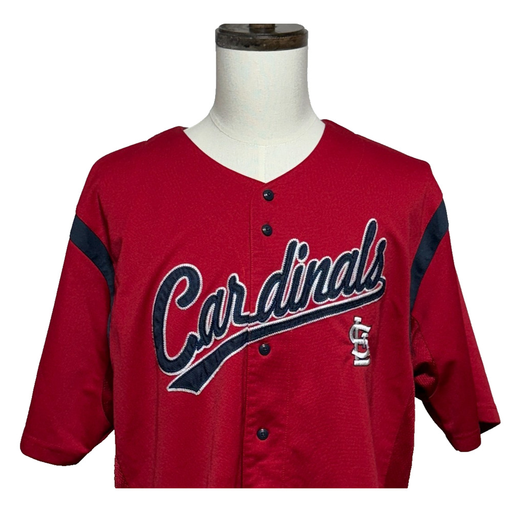 St. Louis Cardinals MLB Jersey Mens XL 46-48‎ Red Button Up Short Sleeve Dynasty